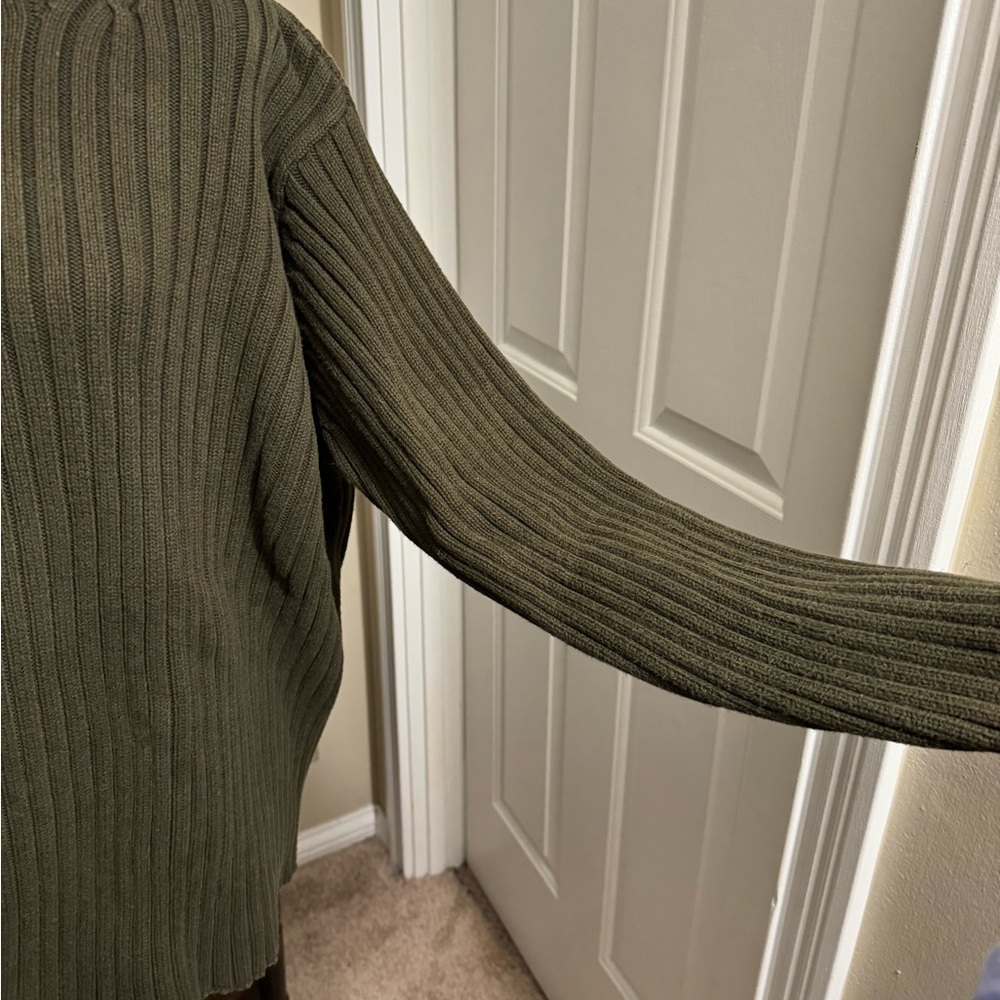 Ralph Lauren Olive Ribbed Mock Turtleneck Sweater - Picture 4 of 14
